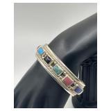 925 Taxco Mexico Multi-Stone Cuff Bracelet