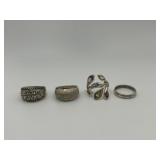 925 Sterling Size 8.5 Ring Lot of 4