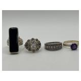 925 Size 7.75 Ring Lot of 4