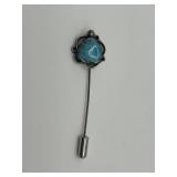 Navajo Sterling Stickpin Turquoise Cabochon Stone
