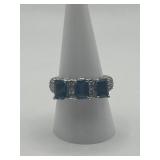 Size 9 Judith Ripka 925  Emerald Cut Blue Topaz