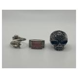 925 Size 8 Ring Lot of 3