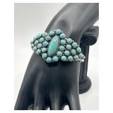 925 Zuni Petit Point Turquoise Cluster Cuff