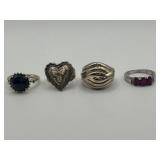 925 Size 6.75 Ring Lot of 4
