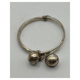 Sterling Baby Bangle Bracelet with Bells