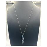 18in Sterling Silver Shades of Blue Cluster
