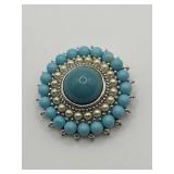 Faux Turquoise Cabochon Brooch