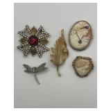 Grandma's Assorted Decorative Brooch Lot of 5