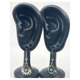 925 Turquoise Bear Paw Dangle Earrings