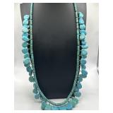 27in Turquoise Heishi Bead and Teardrop Pendant