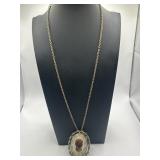 24in Vintage Style Cameo Pendant Necklace