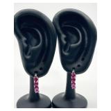 Red Ruby 925 Huggie Hoop Earrings