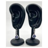 Blue Triangle Tanzanite Drop Earrings