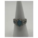 Size 7 Halo Style Aquamarine Ring