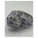 925 Panther Gemstone Cocktail Ring Size 9