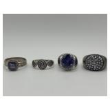 Size 8.5 Ring Lot of 4 Sterling Silver