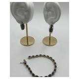 Black Onyx Stone Tennis Bracelet 925 7in and