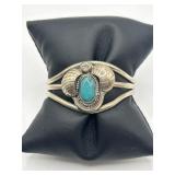 925 Turquoise Floral Cuff Bracelet