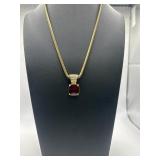 17in Red Bezel Gemstone Necklace
