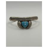 Southwestern 925 Feather Turquoise Cuff Bracelet