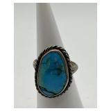 925 Size 5 Turquoise Twisted Rope Bezel Ring