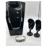 Inlaid Turquoise and Coral 925 Necklace 13in