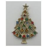 925 Christmas Tree Pin with Multicolored Gems