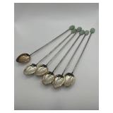 8in 925 Jade Mint Julep Spoon Lot of 6