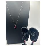 18in 925 Lab Grown Ruby Double Heart Necklace and