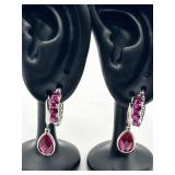 Sterling Ruby Drop Earrings and Hugge Earings Lot