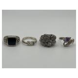 Sterling Size 7 Ring Lot of 4