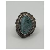 925 Large Turquoise Nugget Stone Ring Size 5