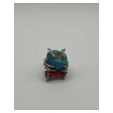 925 Turquoise and Coral Stacked Ring Size 5
