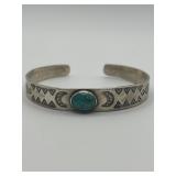 925 Navajo Stamped Crescent Moon Cuff Bracelet