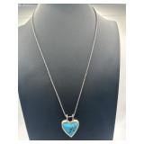 925 Turquoise and Black Onyx Dual Sided Heart