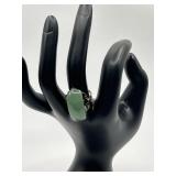Size 6.75 Green Jade 925 Ring
