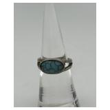 925 Size 4.75 Horizontal Turquoise Ring