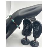 Sterling Turquoise Earring and Bracelet Set