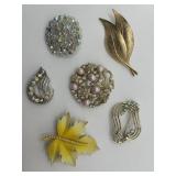 Vintage Rhinestone Lot of 6 Women's Pin Brooch