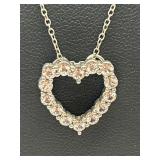 925 17.5in Stone Heart Pendant Necklace