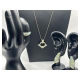 21in 925 Opal Inlay Necklace Ring Size 8 And