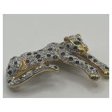 Rhinestone Leopard Brooch 4in