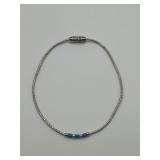 7in 925 Turquoise Tube Bead Screw Clasp Bracelet
