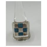 Size 11.5 925 Inlaid Turquoise Tile Ring