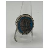 Size 9 925 Turquoise Native American Chief Ring