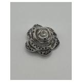 925 Rose Necklace Pendant with Black Gemstones
