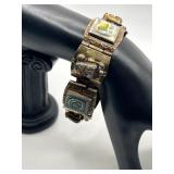 7in 925 Abalone Shell Inlay Taxco Cuff Bracelet