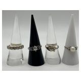 925 Size 7.5 Ring Lot of 4