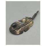 2in Leaf Brooch 925 with Black Onyx Inlay