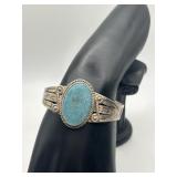 Sterling Silver and Turquoise Oval Cuff Bracelet